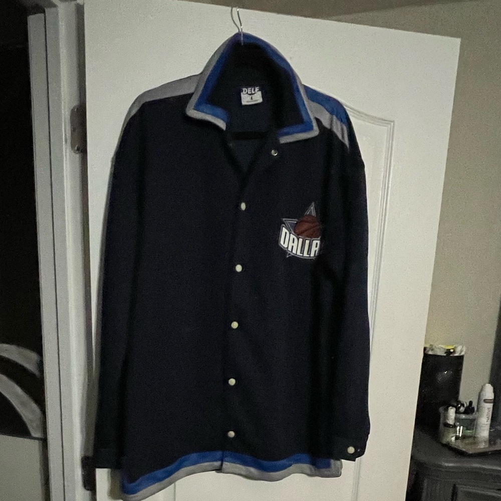 DELF Vintage Dark Blue Varsity Jacket with Gray Accents